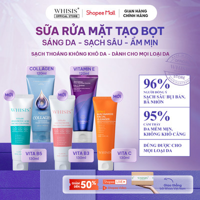 Sữa Rửa Mặt Dịu Nhẹ Hàn Quốc WHISIS Dưỡng Ẩm Kiềm Dầu Trắng Da Dành Cho Mọi Loại Da 120ml/130ml
