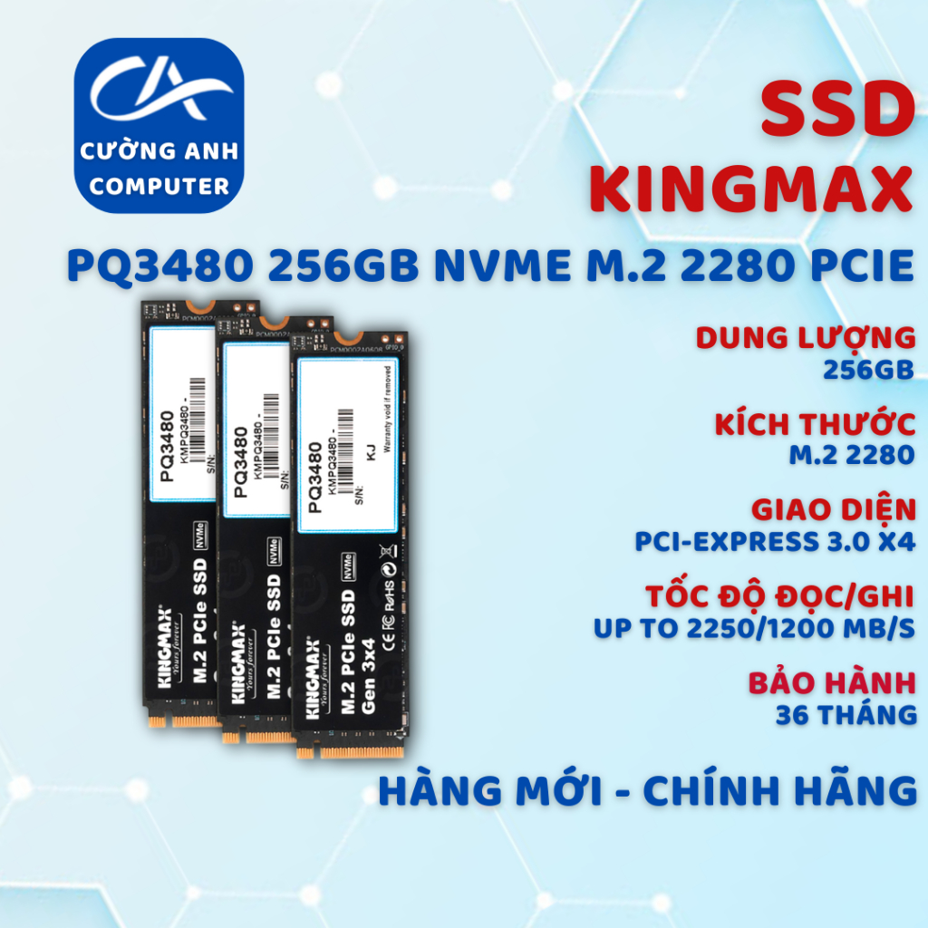 Ổ Cứng SSD KINGMAX PQ3480 256GB NVMe M.2. Hàng mới chính hãng