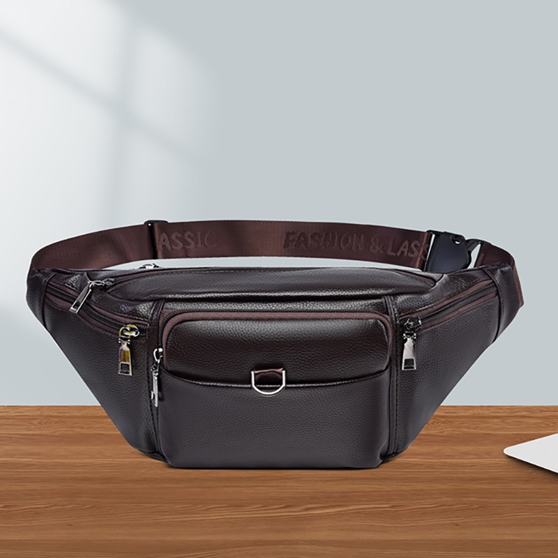 Túi Đeo Chéo Đeo Bụng Nam Da PU Cao Cấp – 6 Ngăn Đa Năng, Siêu Tiện Lợi