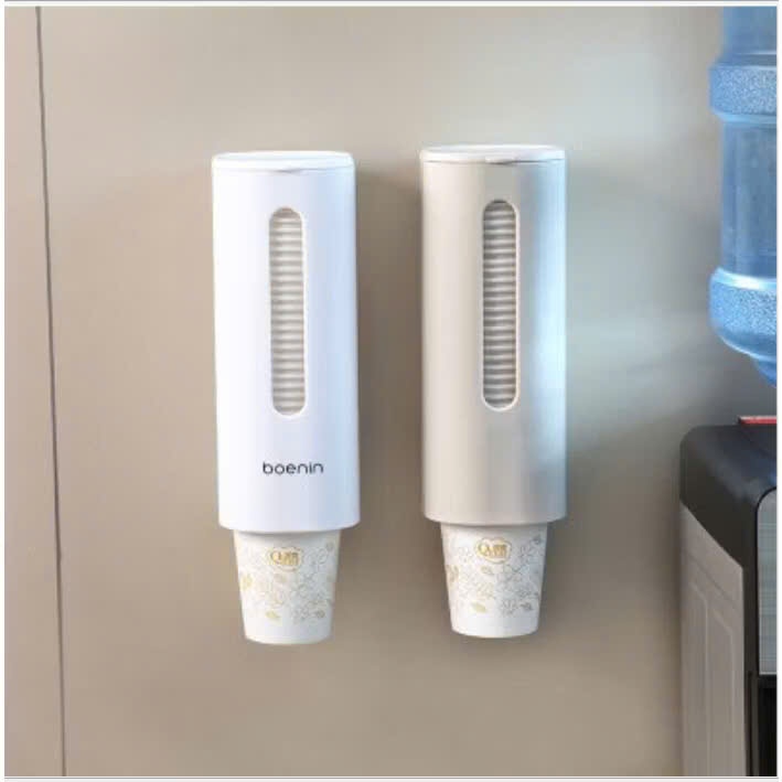 Hộp đựng cốc, ly giấy rút bằng nhựa có nắp đậy, khay đựng cốc giấy dán tường, ly giấy dùng 1 lần