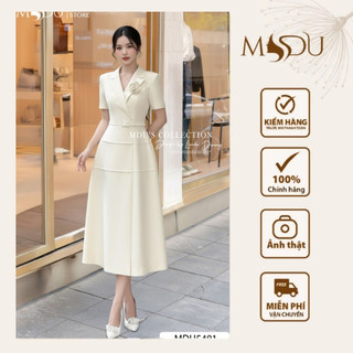 Váy Dạo Phố MDU5481 Chất Gold Nhật Cao Cấp Thiết Kế Cổ Vest Hiện Đại Kết Hợp Đai Liền Tinh Tế Từ MDU