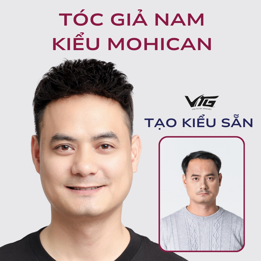 Tóc giả nam kiểu MOHICAN che hói, che trán cao, kiểu tóc năng động - Vua Tóc Giả  VTG