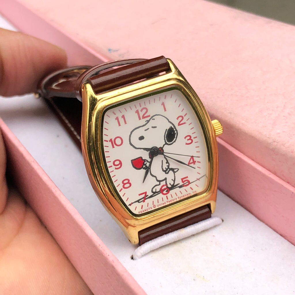 Đồng hồ Nam Nữ Snoopy tank dây da