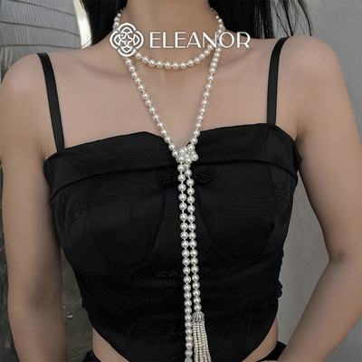 Dây chuyền nữ ngọc trai nhân tạo Eleanor Accessories phối tua rua phụ kiện trang sức vòng cổ 10835