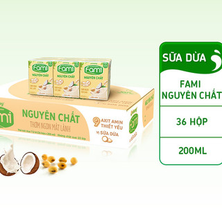  Thùng Sữa Đậu Nành Vinasoy Fami Nguyên Chất Vị Sữa Dừa  200ml x 36 Hộp  