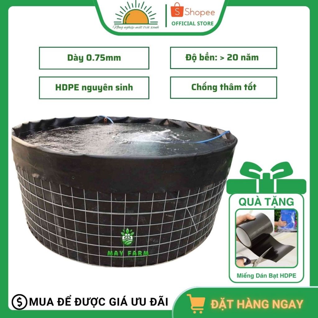 [ HÀNG MỚI] Bể bạt tròn HDPE 0.75mm, Bể bạt nuôi cá tôm lươn tròn, Hồ tròn - Gia công theo yêu cầu