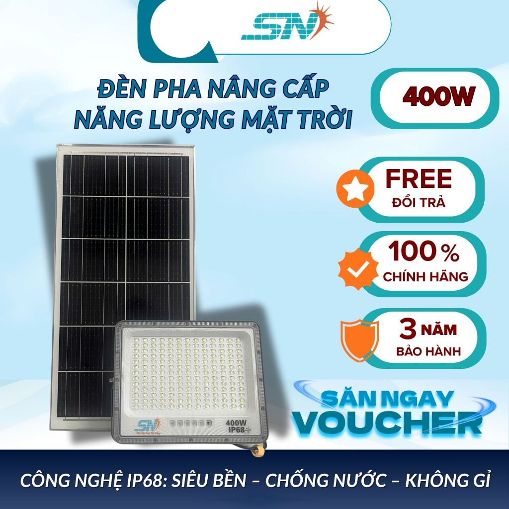Đèn Năng Lượng Mặt Trời SN SOLAR Siêu Sáng Loại Pha Thế Hệ 400W IP68 Chống nước ngoài trời