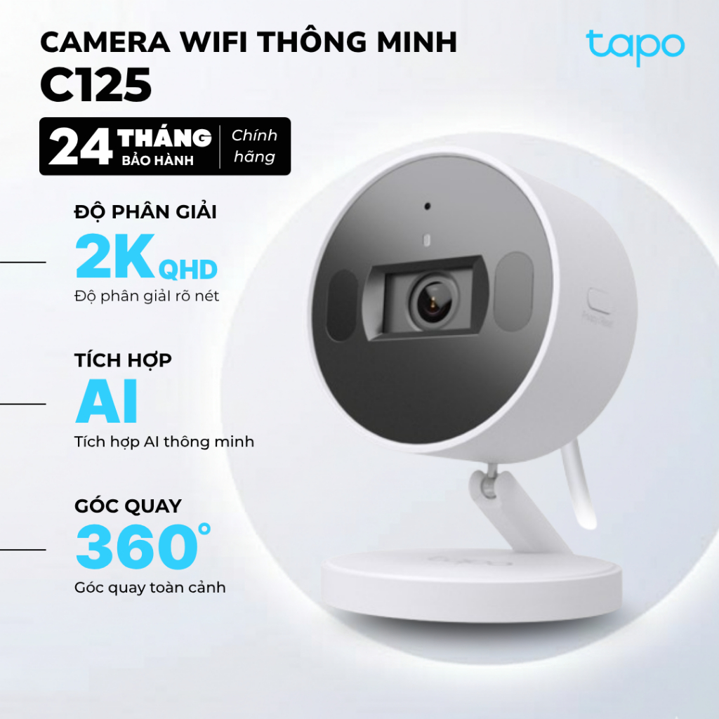 Camera Wifi Trong Nhà TP-Link Tapo C125 | Đế Nam Châm, Độ Phân Giải 2K QHD, Tích hợp AI thông minh