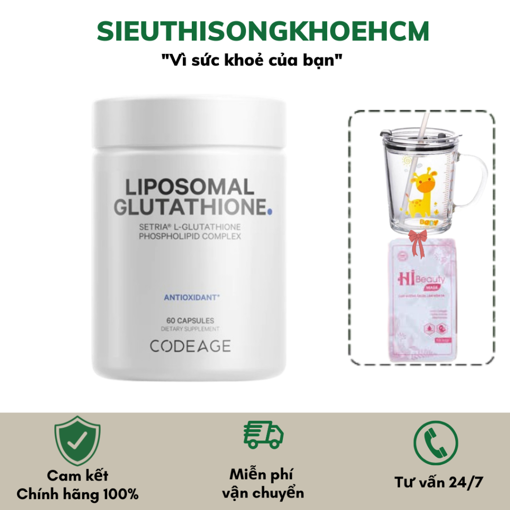 [HÀNG NHẬP KHẨU] Viên Uống Hỗ Trợ Giảm Nám Thải Độc gan Codeage Liposomal Glutathione 500mg - Codeag