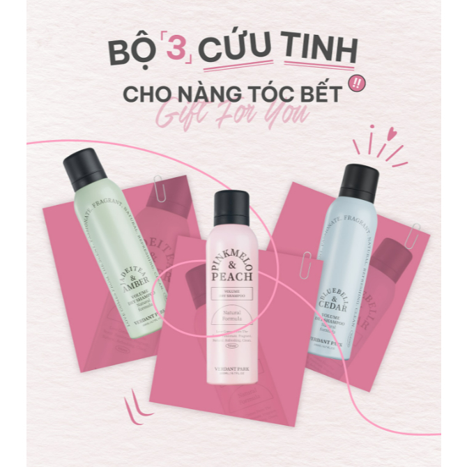 Xịt gội khô VERDANT PARK giúp phồng chân tóc 200ml
