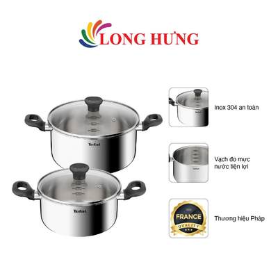 Nồi Inox Tefal Starter (20cm x 3.1L/24cm x 5.4L) - Hàng chính hãng