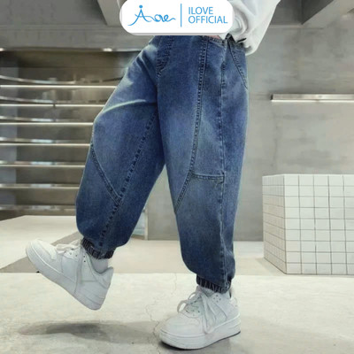 [MỚI] Quần Jeans cho bé AORE Dáng jogger, Quần Bò DENIM, Quần Dài Jean Chỉ Nổi Chun Gấu Cho Bé Trai Đi Học, Đi Chơi 9-35