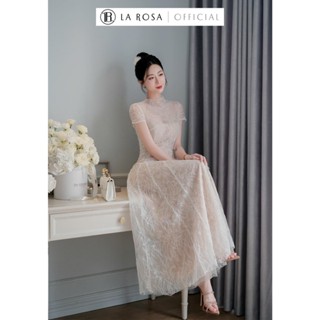  La Rosa Đầm Ren Dạ Hội Dáng Dài Đầm Ngắn Tay Cổ Vuông Chân Váy Xếp Ly Nhiều Lớp Bồng Xòe Tiểu Thư V1401 