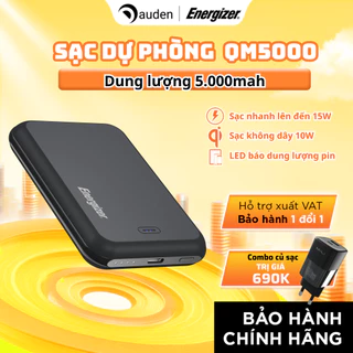 Sạc dự phòng không dây từ tính Energizer 5000mAh QM5000, 1 đổi 1 - Hàng chính hãng