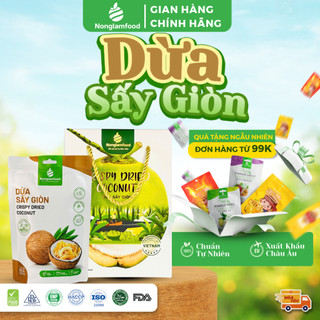  Dừa Sấy Giòn Nonglamfood Túi 45g 150g Trái cây sấy Healthy Snack Ăn vặt văn phòng 