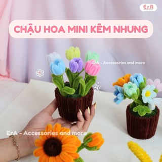  Set nguyên liệu Chậu Hoa Chậu Cây Mini Kẽm Nhung để bàn nhiều màu trang trí nhà cửa tặng người yêu tặng mẹ 20 10 - Era 