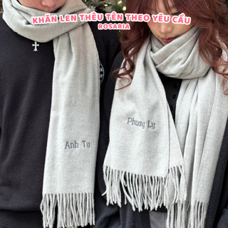  THÊU TÊN  Khăn Len Dạ Lông Cừu Cao Cấp Thêu Tên Theo Yêu Cầu Khăn Choàng Cổ Quà Tặng Bạn Trai Bạn Gái Rosaria 