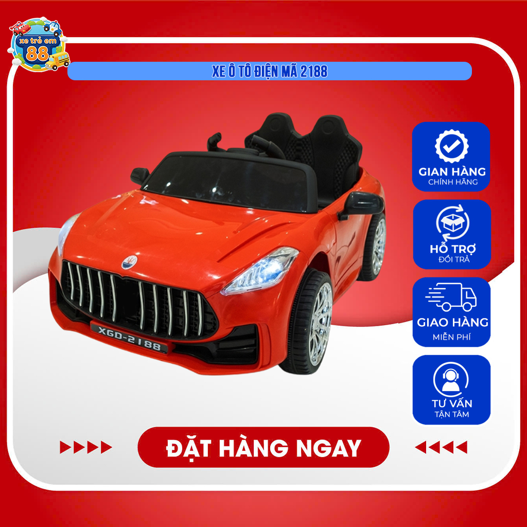  Xe Ô Tô Điện Trẻ Em 2188 808 - Kiểu Dáng Thời Trang Có Điều Khiển Từ Xa Chân Ga Đèn Còi Nhạc 