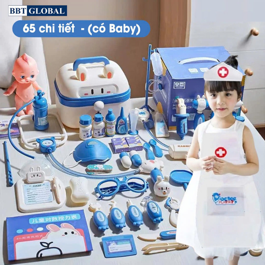 (TẶNG TẠP DỀ BÁC SĨ) Đồ chơi bác sĩ cho bé 61 chi tiết BBT GLOBAL HZ870 (HÀNG LOẠI 1)
