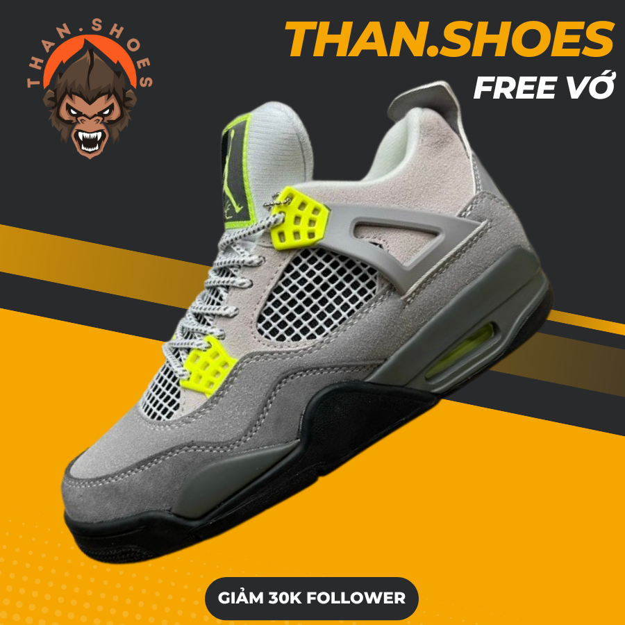 Giày Sneaker JD4 Neon, JD4 Xám Đen - Than.Shoes