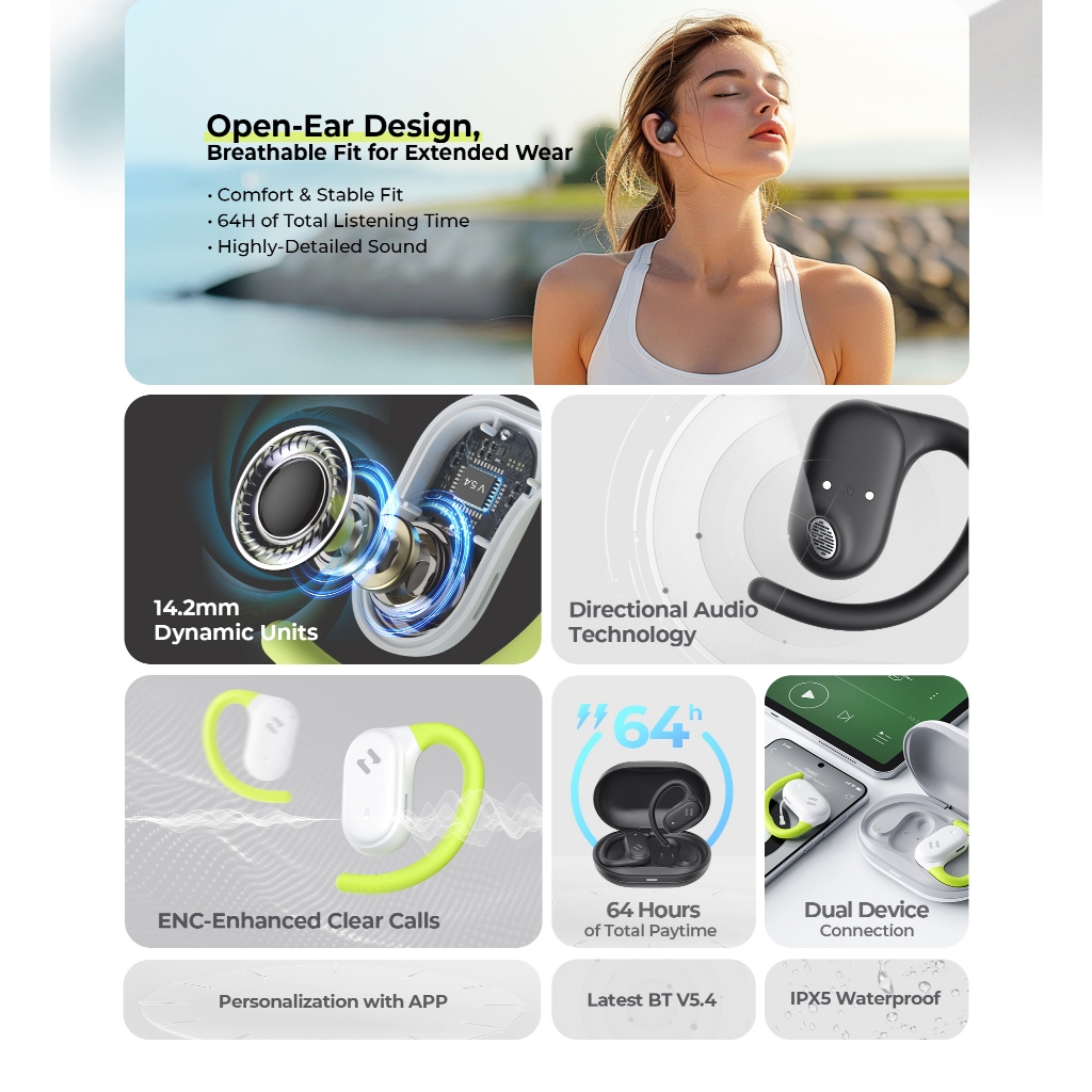 Tai Nghe Không Dây Havit OWSFIT 02A | Kiểu Dáng Open Ear | Mic ENC Bluetooth 5.4 | BigBuy360 - bigbuy360.vn