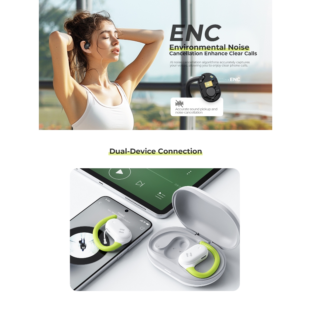Tai Nghe Không Dây Havit OWSFIT 02A | Kiểu Dáng Open Ear | Mic ENC Bluetooth 5.4 | BigBuy360 - bigbuy360.vn