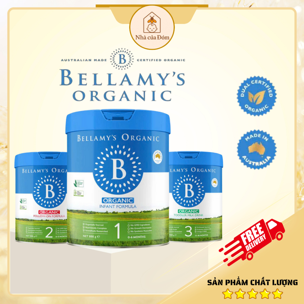 Sữa Bellamy's Organic Classic 8HMO số 1, 2, 3, 4 800Gr Hỗ trợ miến dịch, cho bé