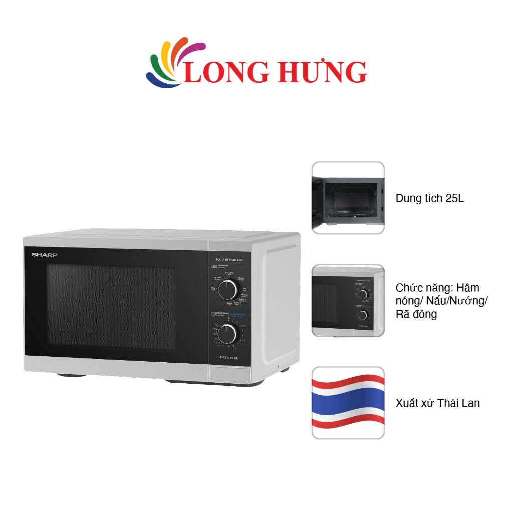 Lò vi sóng Sharp 25 lít R-G251TV-SL - Hàng chính hãng - Bảo hành 12 tháng