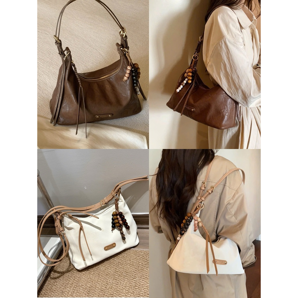 Túi  CHIOO Đeo vai Quai Kép Charm Hạt Size 28cm