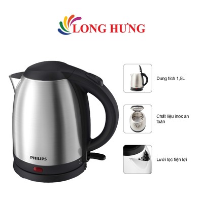 Bình đun siêu tốc Philips 1.5 lít HD9306/03 - Hàng chính hãng