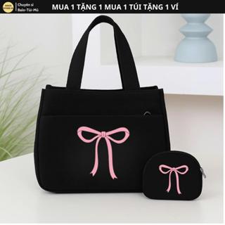   Mua Túi tặng Ví Túi đựng đa năng 2 ngăn có khoá ,túi vải đựng mỹ phẩm canvas hộp cơm đồ bỉm sữa sức chứa lớn 