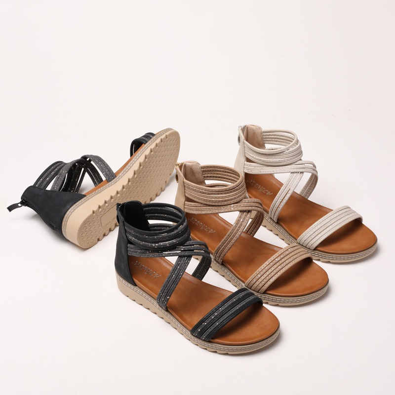 Giày sandal chiến binh nữ boho dây ngang basic sang trọng, giày sandal nữ