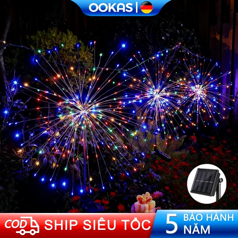 OOKAS ngoài trời Đèn LED pháo hoa trang trí năng lượng mặt trời , 60-120-150 led đèn 8 chế độ nháy，C
