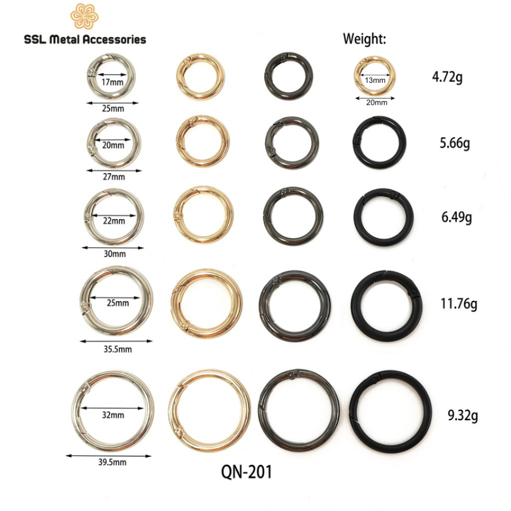 (10 cái) Vòng tròn kim loại, khoen tròn mở làm phụ kiện cho túi xách, móc khóa, sổ cá nhân QN-201
