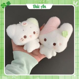 Móc khóa gấu bông mèo con may mắn và thỏ mềm mại dễ thương, móc khóa mini treo túi xách tặng quà