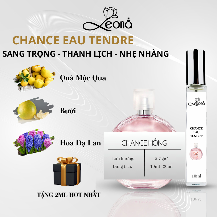 Nước Hoa Nữ Chance Eau Tendre | Chance Fraiche - Leona Parfum Hương Thơm Trẻ trung, Tươi mới, Sành đ