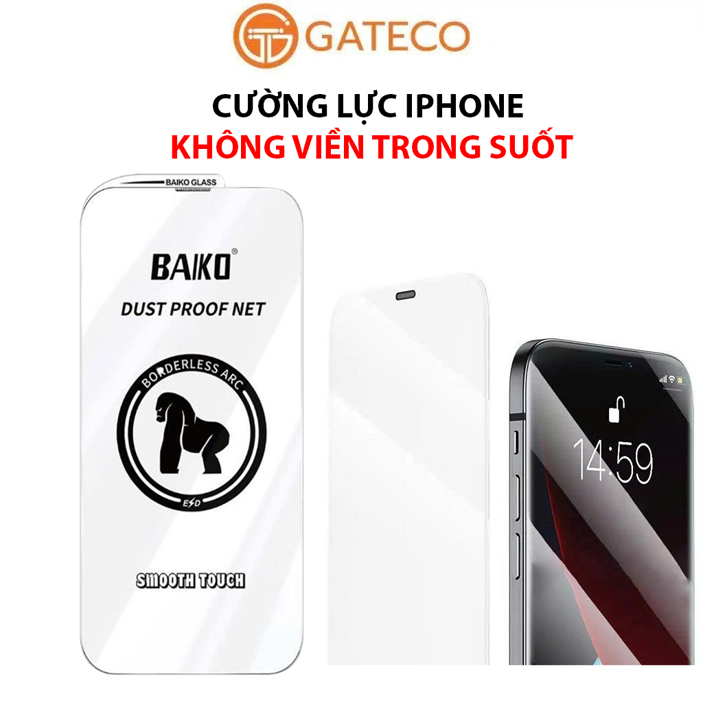 Kính cường lực iphone 14 pro max 17 Pro max 16 Plus 15 pro xr xs max 11 12 13 trong suốt KHÔNG VIỀN màn kính [BK-trắng]
