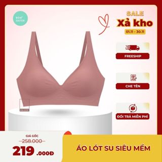  Áo lót nữ su áo ngực không gọng mút mỏng thoải mái màu trơn dây áo liền siêu êm BOM SISTER MU0320 