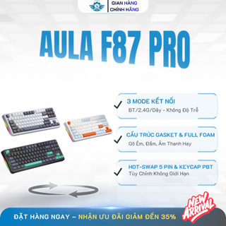  ⚡ HOT New Fullbox  Aula F87 Pro – Bàn Phím Cơ Gaming Không Dây Pin 8000mAh Full Foam RGB PBT 
