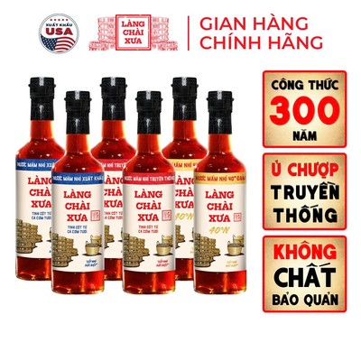 [TẶNG nước tương 125ml] Thùng 6 chai thuỷ tinh 500ml 2 XANH 2 ĐỎ 2 VÀNG Nước mắm nhỉ Làng Chài Xưa