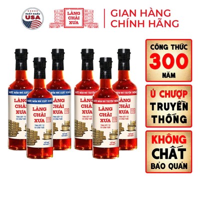 [TẶNG nước tương 125ml] Thùng 6 chai 3 XANH 3 ĐỎ Nước Mắm Nhỉ truyền thống Làng Chài Xưa 500ml