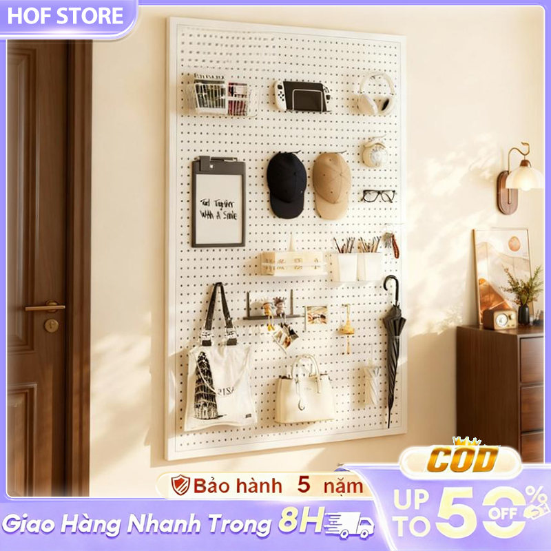 HOF Kệ Sắt Treo Tường Kim Loại Bền Bỉ Có 10 Móc Treo Dễ Lắp Đặt Phù Hợp Cho Gia Đình Và Văn Phòng