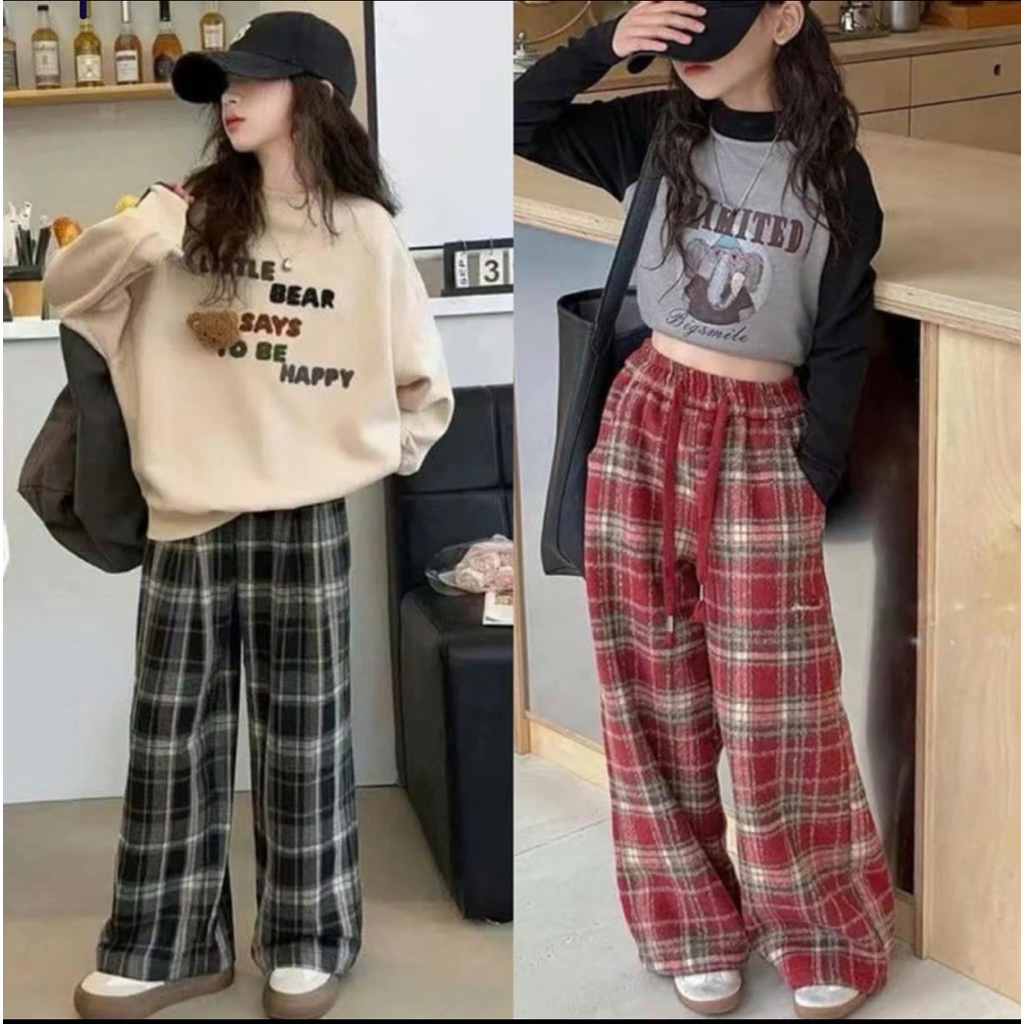 [DEAL MỞ BÁN ĐỘC QUYỀN] Quần Ấm Mùa Đông Kẻ Dạ Noel ống rộng UNISEX cho các cặp đôi Hottrend 2025