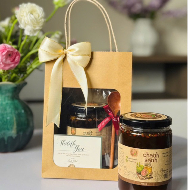 (HỎA TỐC) Set Quà Chanh Sành kèm Thìa Gỗ và Thiệp Xinh Xắn (Quà 20/11, Quà 20/10, Quà 8/3, Quà tết)