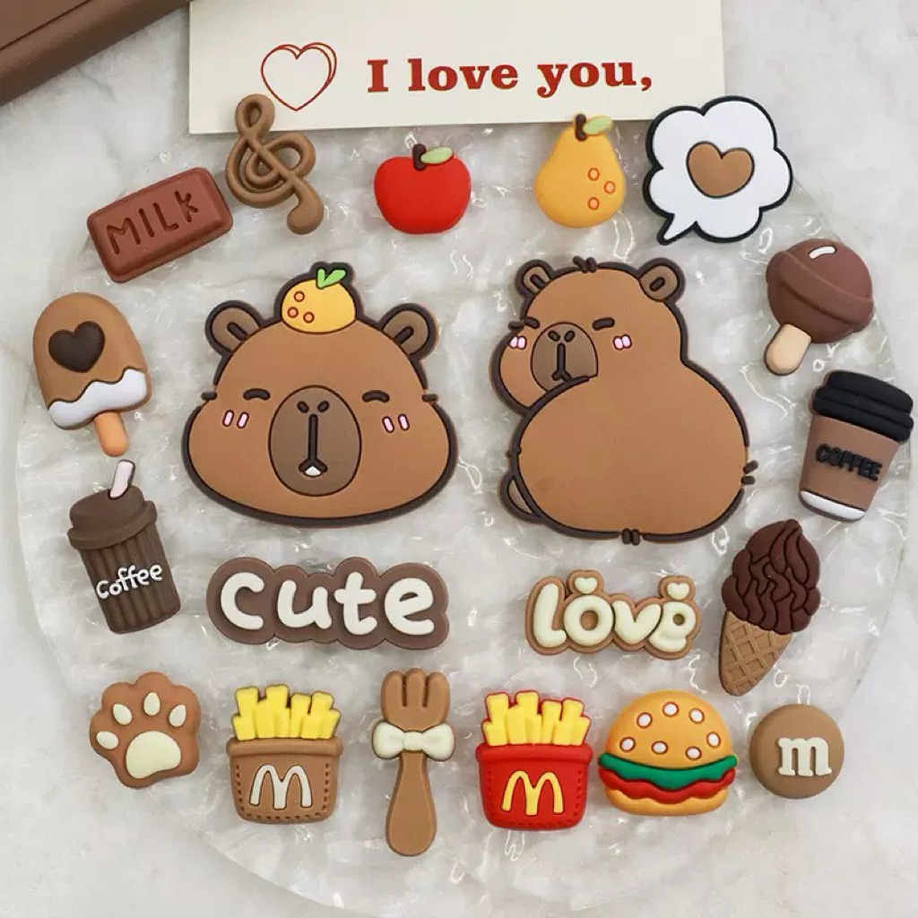 Charm trang trí dép cross hình capy bằng cao su dễ thương kèm nút gắn