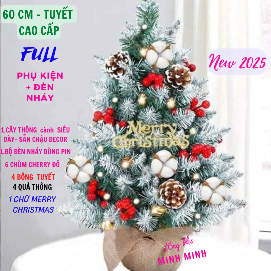 ( XẢ XẢ KHO + HỎA TỐC) Cây thông noel CAO CẤP Để Bàn 30cm,40cm, 60cm, 90cm- trang trí giáng sinh ful