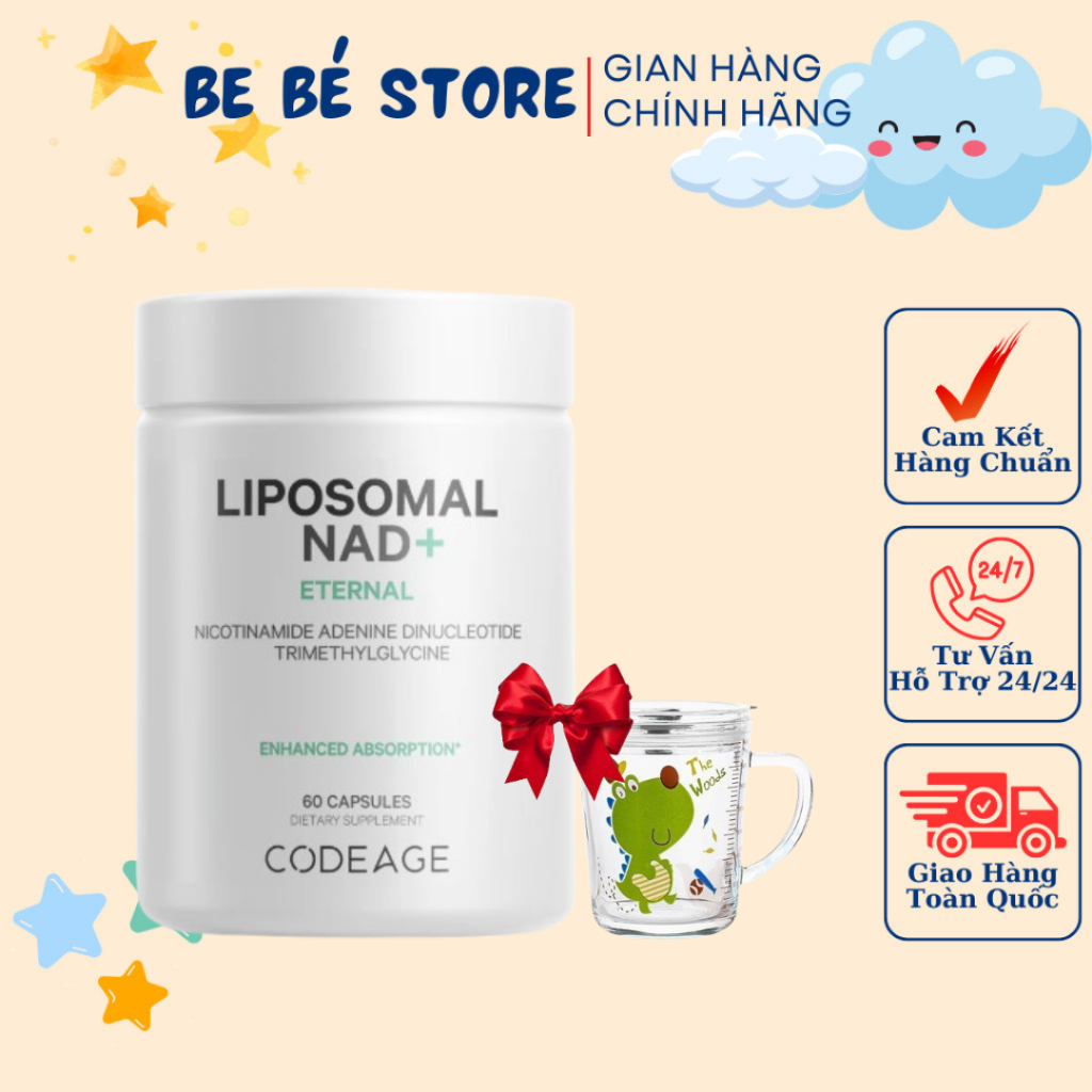 [HÀNG NHẬP KHẨU] TPBVSK Viên Uống Bảo Vệ Sức Khỏe Codeage Liposomal NAD+ Eternal, hộp 60 viên - BE B