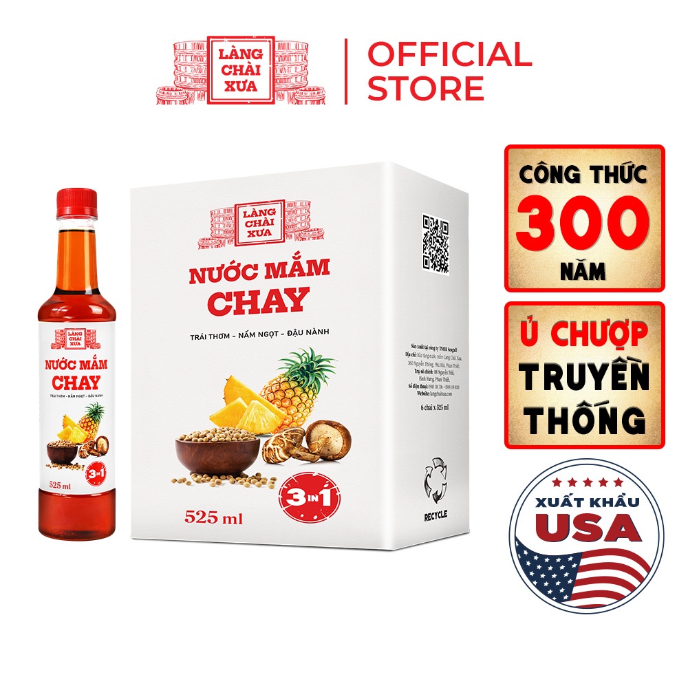 Nước mắm chay 3 trong 1 Làng Chài Xưa (01 chai) 525ml trái thơm nấm ngọt đậu nành 300 năm truyền thống