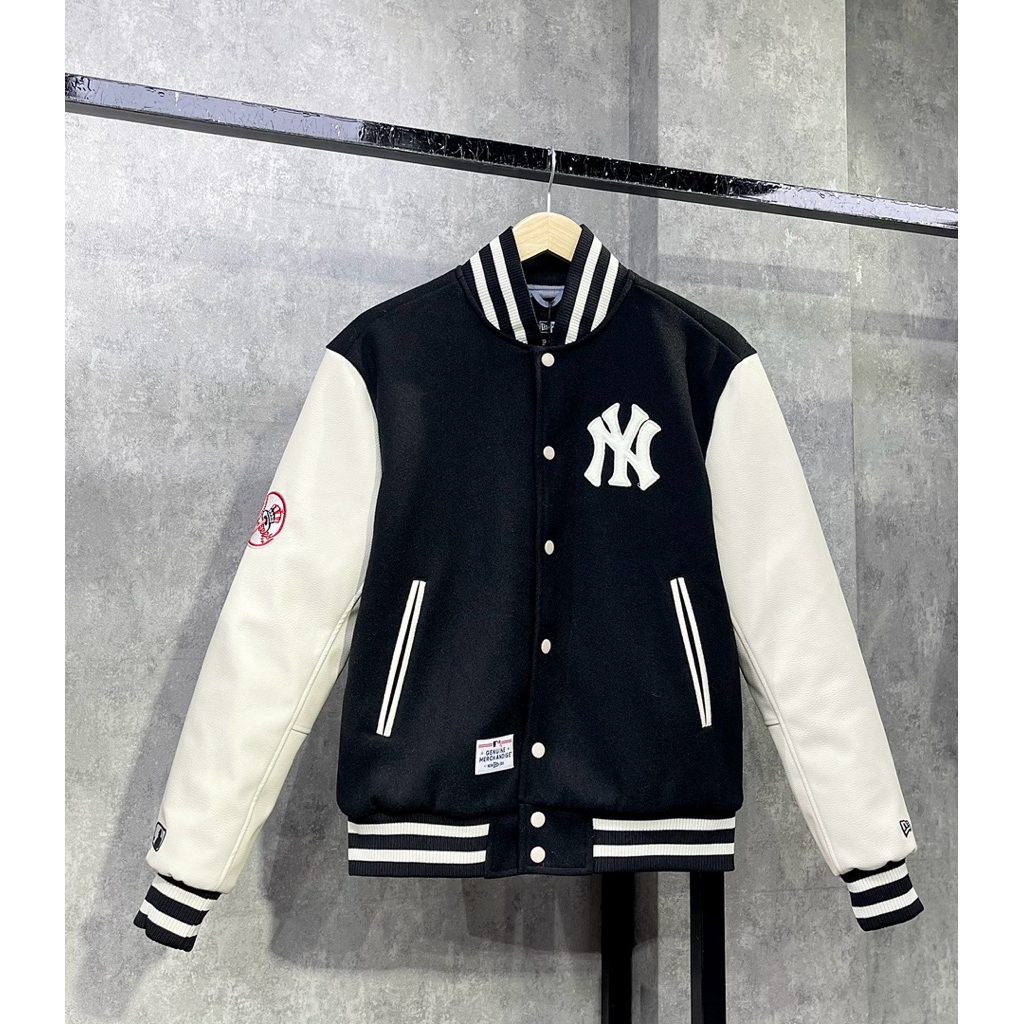 (CHÍNH HÃNG) ÁO BOMBER NEW ERA NY NỈ TAY DA