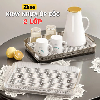  Khay úp cốc ly Zline khay trà nhựa acrylic cao cấp 2 lớp chịu nhiệt vệ sinh dễ dàng sử dụng thiết kế dày dặn 